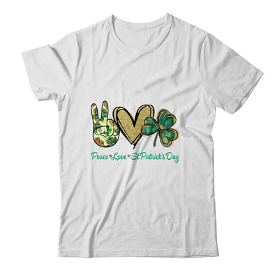 Peace Love St Patricks Day Glitter Shamrock Women Shirt & Hoodie | teecentury