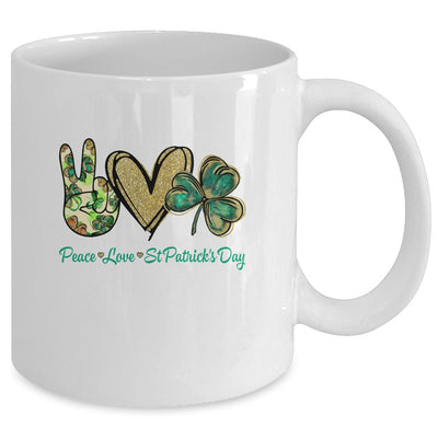 Peace Love St Patricks Day Glitter Shamrock Women Mug | teecentury