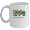 Peace Love St Patricks Day Glitter Shamrock Women Mug | teecentury