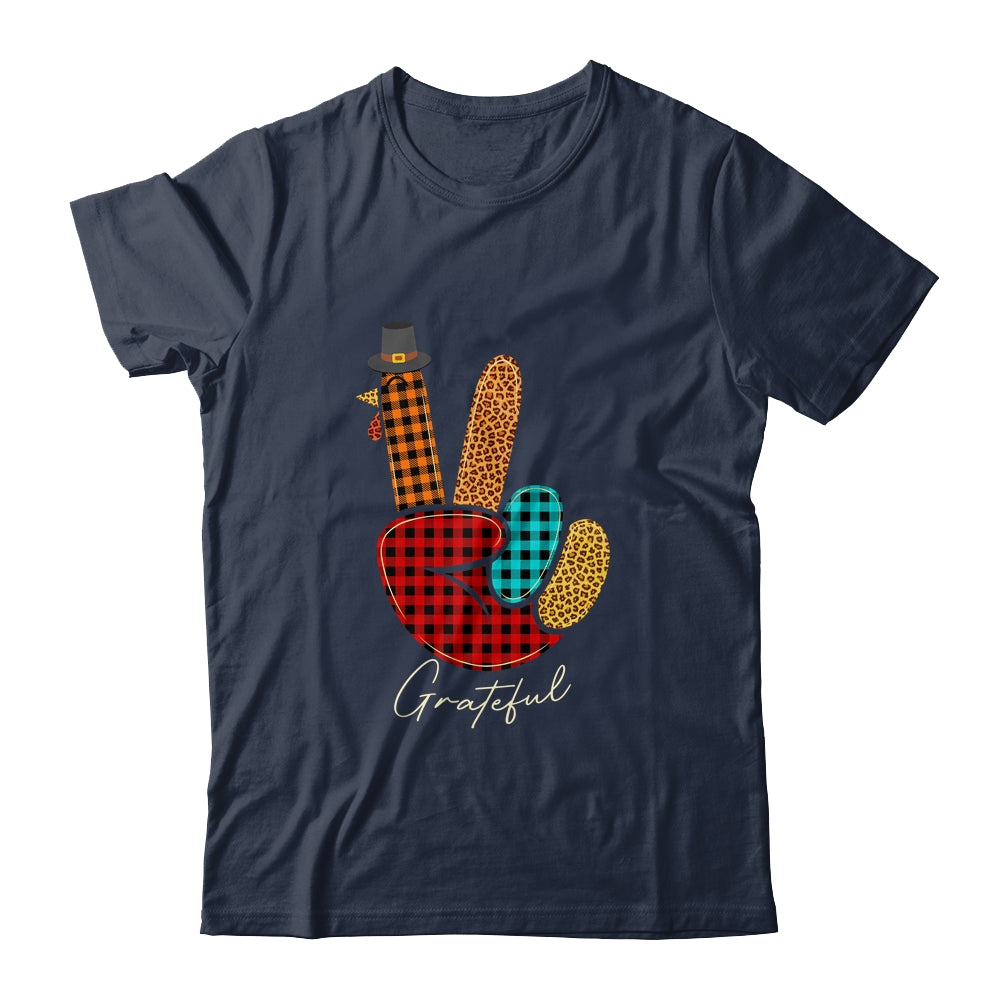 Peace Love Turkey Grateful Turkey Hand Sign Thanksgiving T-Shirt & Hoodie | Teecentury.com