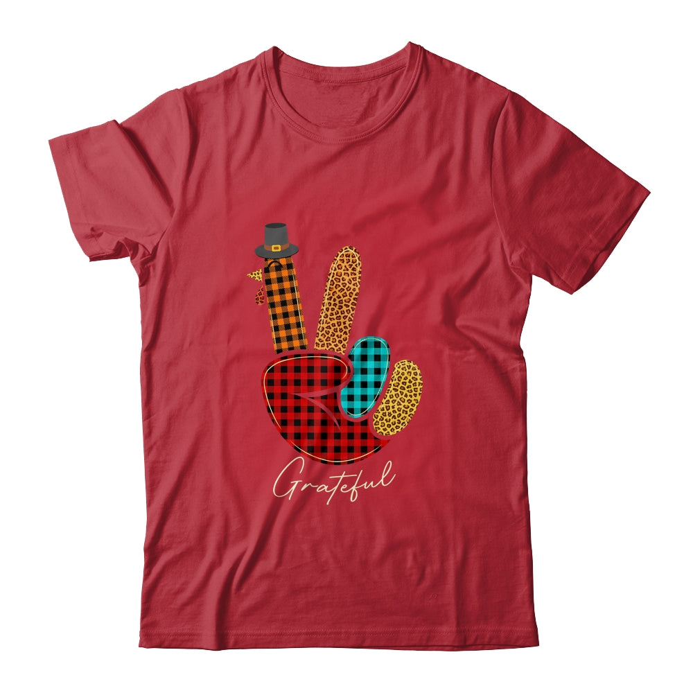 Peace Love Turkey Grateful Turkey Hand Sign Thanksgiving T-Shirt & Hoodie | Teecentury.com
