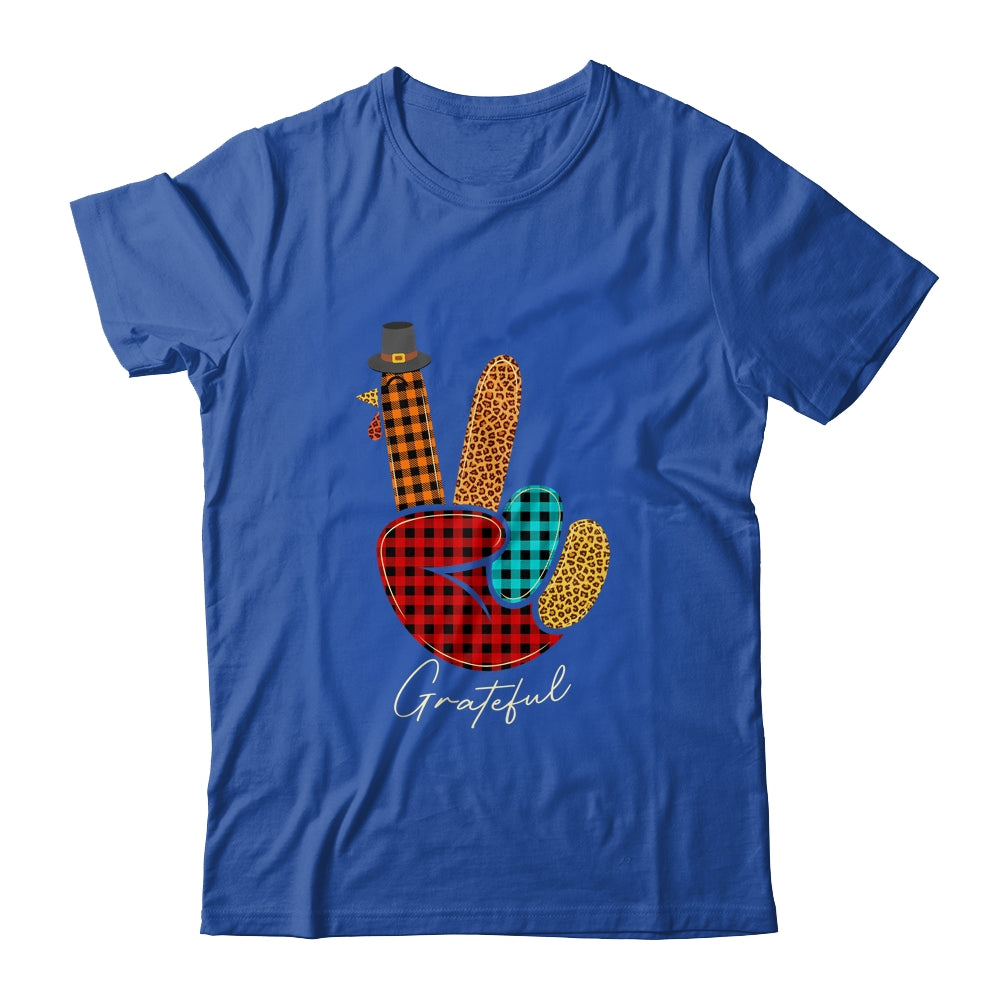 Peace Love Turkey Grateful Turkey Hand Sign Thanksgiving T-Shirt & Hoodie | Teecentury.com
