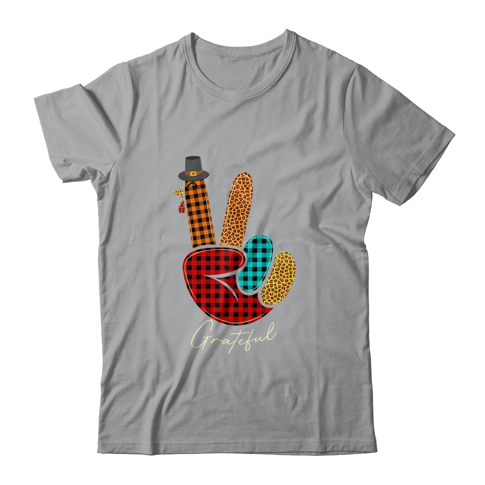 Peace Love Turkey Grateful Turkey Hand Sign Thanksgiving T-Shirt & Hoodie | Teecentury.com