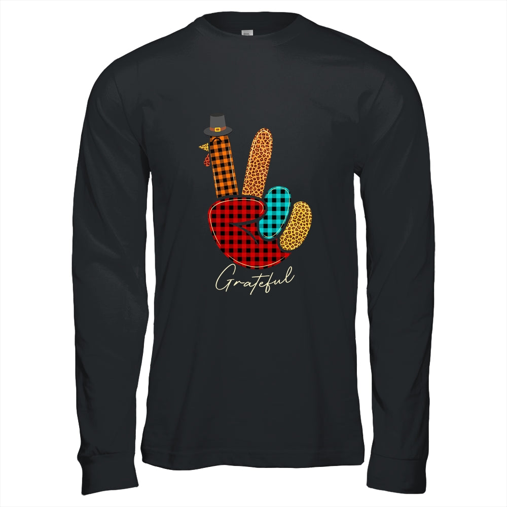 Peace Love Turkey Grateful Turkey Hand Sign Thanksgiving T-Shirt & Hoodie | Teecentury.com