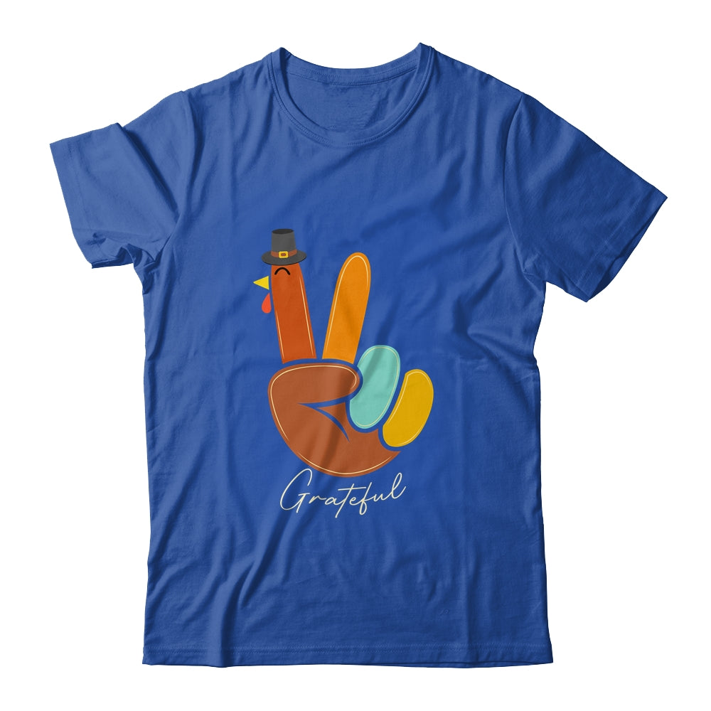 Peace Love Turkey Grateful Turkey Thanksgiving Hand Sign T-Shirt & Hoodie | Teecentury.com