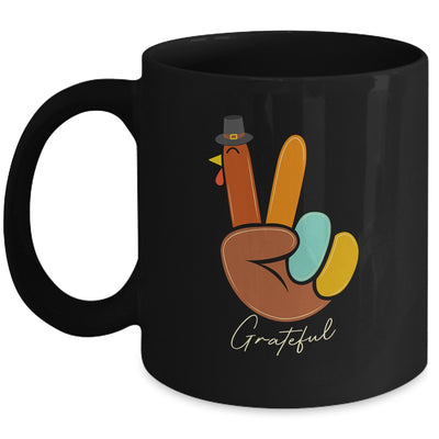 Peace Love Turkey Grateful Turkey Thanksgiving Hand Sign Mug Coffee Mug | Teecentury.com
