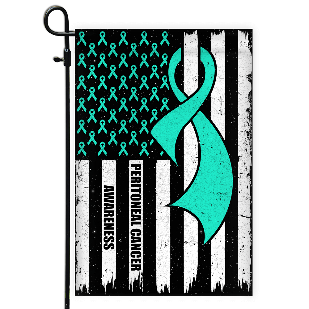 Peritoneal Cancer Awareness America Flag Teal Ribbon Flag | Teecentury.com