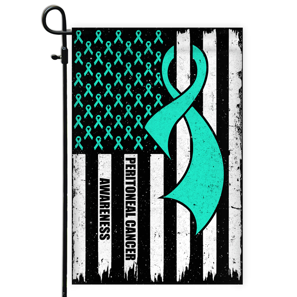 Peritoneal Cancer Awareness America Flag Teal Ribbon Flag | Teecentury.com