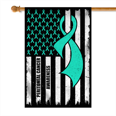 Peritoneal Cancer Awareness America Flag Teal Ribbon Flag | Teecentury.com