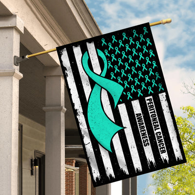 Peritoneal Cancer Awareness America Flag Teal Ribbon Flag | Teecentury.com