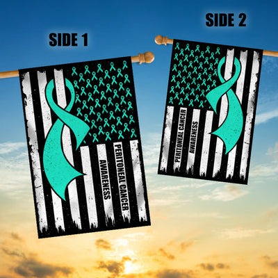 Peritoneal Cancer Awareness America Flag Teal Ribbon Flag | Teecentury.com