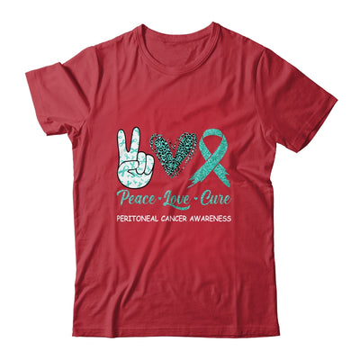 Peritoneal Cancer Awareness Peace Love Cure Leopard T-Shirt & Hoodie | Teecentury.com
