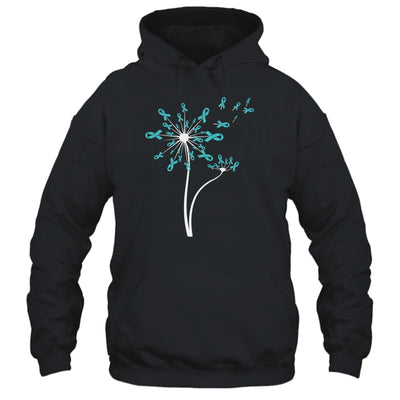 Peritoneal Ovarian Cancer Awareness Dandelion Teal Ribbon T-Shirt & Tank Top | Teecentury.com