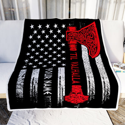 Personalized AMERICAN Viking VICTORY Til Valhalla Odin God Celtic Scandinavian Norse Mythology Runes Men Women Dad Mom Birthday Christmas Bed Fleece Blanket Blanket | Teecentury.com