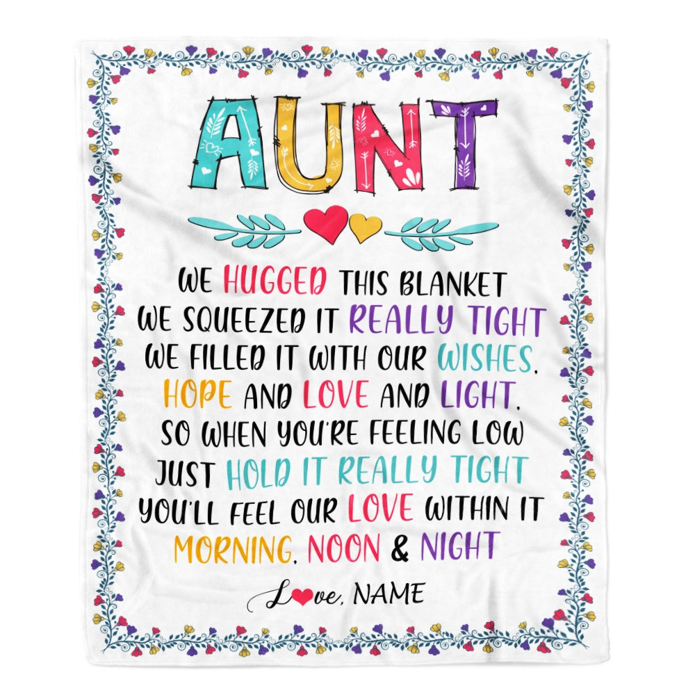 Personalized Aunt Blanket From Nephew Niece We Hugged This Blanket Aunt Birthday Mothers Day Christmas Customized Fleece Blanket Blanket | Teecentury.com