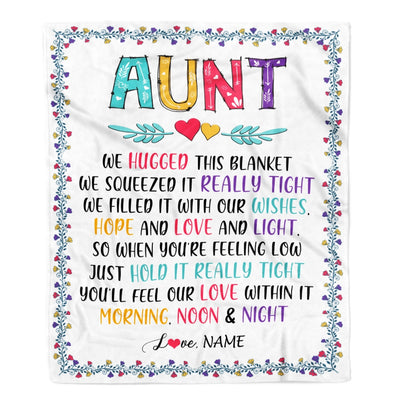 Personalized Aunt Blanket From Nephew Niece We Hugged This Blanket Aunt Birthday Mothers Day Christmas Customized Fleece Blanket Blanket | Teecentury.com