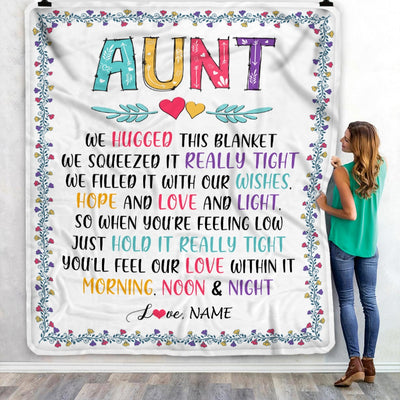 Personalized Aunt Blanket From Nephew Niece We Hugged This Blanket Aunt Birthday Mothers Day Christmas Customized Fleece Blanket Blanket | Teecentury.com