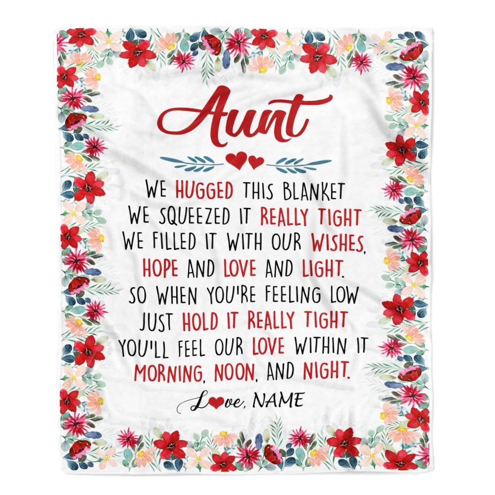 Personalized Aunt Blanket From Niece Nephew We Hugged This Blanket Aunt Birthday Mothers Day Christmas Customized Fleece Throw Blanket Blanket | Teecentury.com
