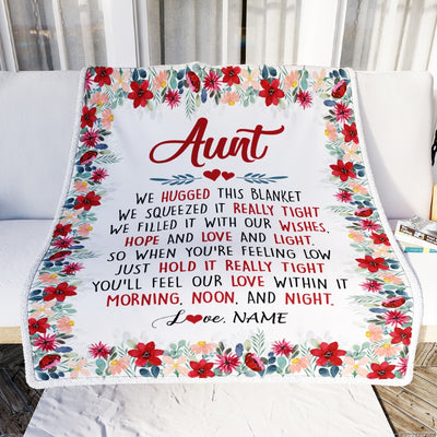 Personalized Aunt Blanket From Niece Nephew We Hugged This Blanket Aunt Birthday Mothers Day Christmas Customized Fleece Throw Blanket Blanket | Teecentury.com