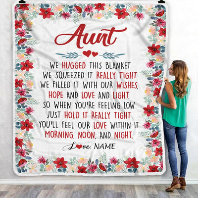 Personalized Aunt Blanket From Niece Nephew We Hugged This Blanket Aunt Birthday Mothers Day Christmas Customized Fleece Throw Blanket Blanket | Teecentury.com