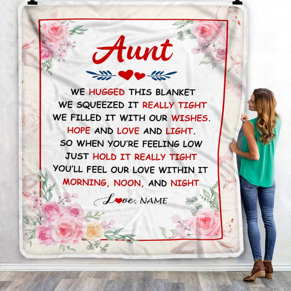 Personalized Aunt Blanket From Niece Nephew We Hugged This Blanket Floral Aunt Birthday Mothers Day Christmas Customized Fleece Throw Blanket | teecentury