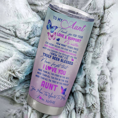 Personalized Aunt From Niece Nephew Stainless Steel Tumbler Cup Thank You Never Forget I Love You Aunt Mothers Day Birthday Christmas Travel Mug | teecentury