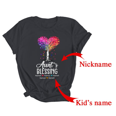 Personalized Aunt Is Blessed With Kids Name Colortree Custom Aunt For Women Mothers Day Birthday Christmas Shirt & Tank Top | Custom | teecentury
