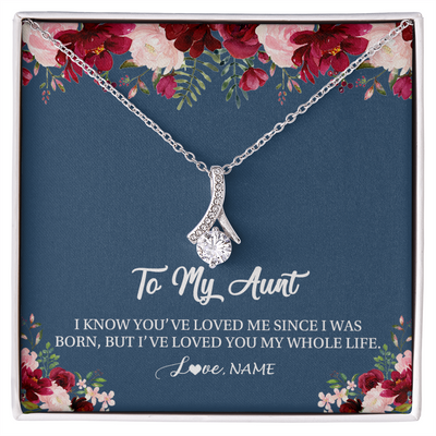 Alluring Beauty Necklace | Personalized Aunt Necklace From Niece Nephew I've Loved You My Whole Life Floral Aunt Birthday Mothers Day Christmas Customized Message Card | teecentury