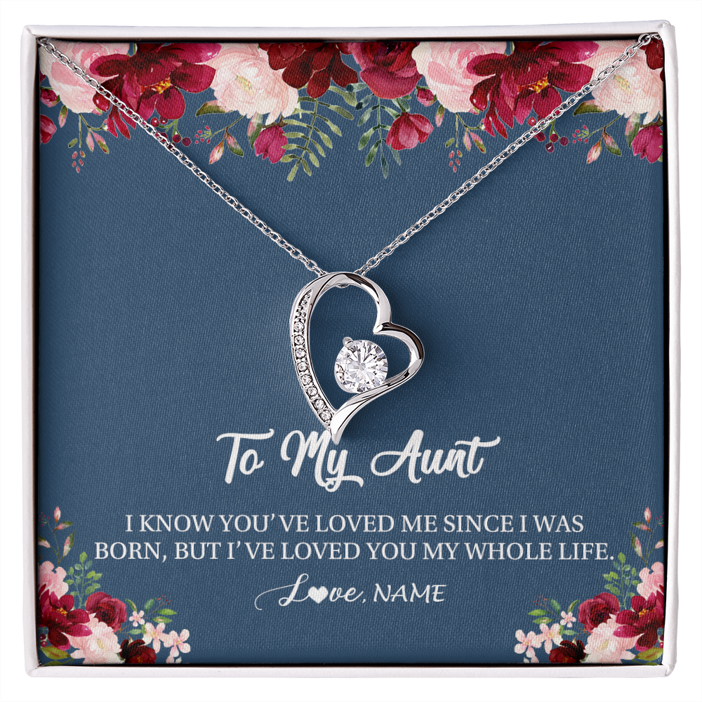 Forever Love Necklace | Personalized Aunt Necklace From Niece Nephew I've Loved You My Whole Life Floral Aunt Birthday Mothers Day Christmas Customized Message Card | teecentury