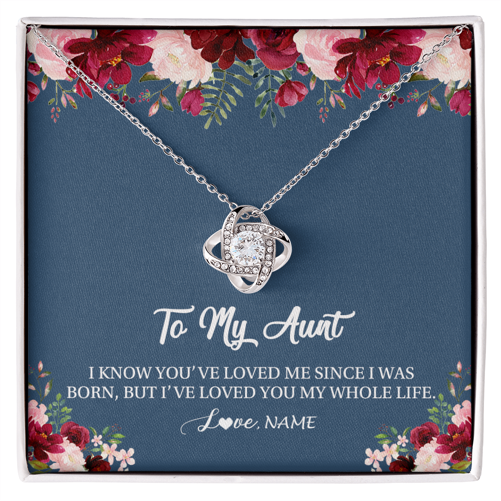 Love Knot Necklace | Personalized Aunt Necklace From Niece Nephew I've Loved You My Whole Life Floral Aunt Birthday Mothers Day Christmas Customized Message Card | teecentury