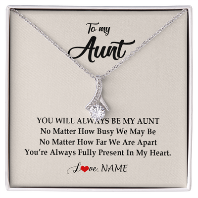 Alluring Beauty Necklace | Personalized Aunt Necklace From Niece Nephew You're Always In My Heart Aunt Birthday Mothers Day Christmas Jewelry Pendant Customized Gift Box Message Card | teecentury