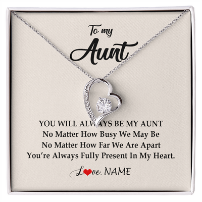 Forever Love Necklace | Personalized Aunt Necklace From Niece Nephew You're Always In My Heart Aunt Birthday Mothers Day Christmas Jewelry Pendant Customized Gift Box Message Card | teecentury