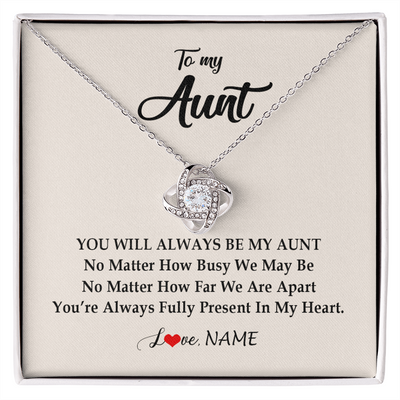 Love Knot Necklace | Personalized Aunt Necklace From Niece Nephew You're Always In My Heart Aunt Birthday Mothers Day Christmas Jewelry Pendant Customized Gift Box Message Card | teecentury