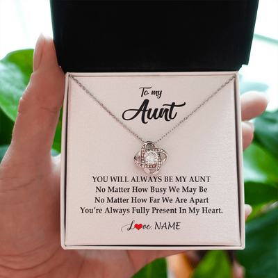 Love Knot Necklace | Personalized Aunt Necklace From Niece Nephew You're Always In My Heart Aunt Birthday Mothers Day Christmas Jewelry Pendant Customized Gift Box Message Card | teecentury