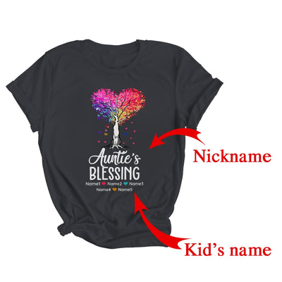 Personalized Auntie Is Blessed With Kids Name Colortree Custom Aunt For Women Mothers Day Birthday Christmas Shirt & Tank Top | Custom | teecentury