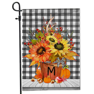 Personalized Autumn Arrangement Initial Letter Embroidered Monogram Flag | Teecentury.com