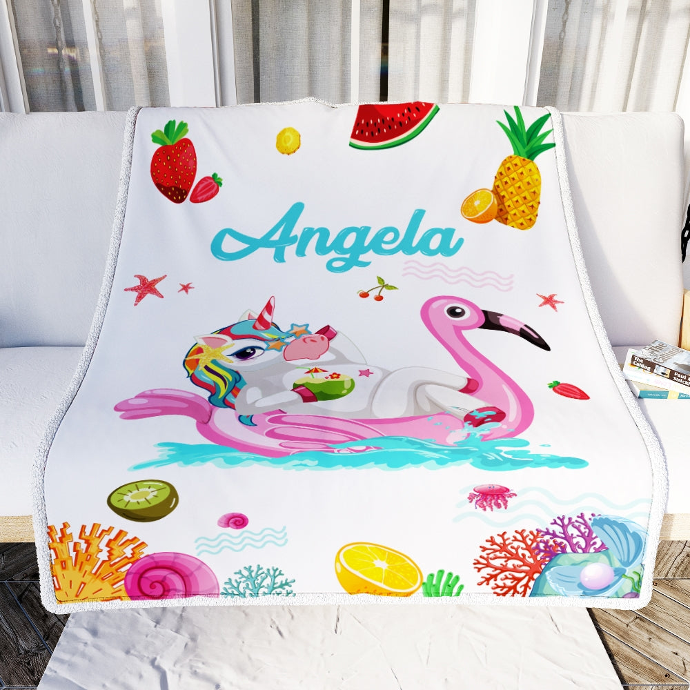 Personalized Baby Blanket Girl Unicorn Custom with Name Blanket Kid Daughter Granddaughter Niece Birthday Customized Christmas Fleece Blanket Blanket | Teecentury.com