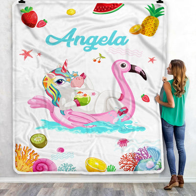 Personalized Baby Blanket Girl Unicorn Custom with Name Blanket Kid Daughter Granddaughter Niece Birthday Customized Christmas Fleece Blanket Blanket | Teecentury.com