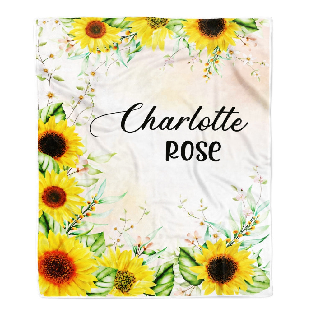 Personalized sunflower baby store blanket