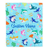 Personalized Baby Blanket for Baby Boys Girls With Custom Name Cute Lovely Shark Kids Newborn Daughter Granddaughter Niece Birthday Bed Fleece Throw Blanket | teecentury