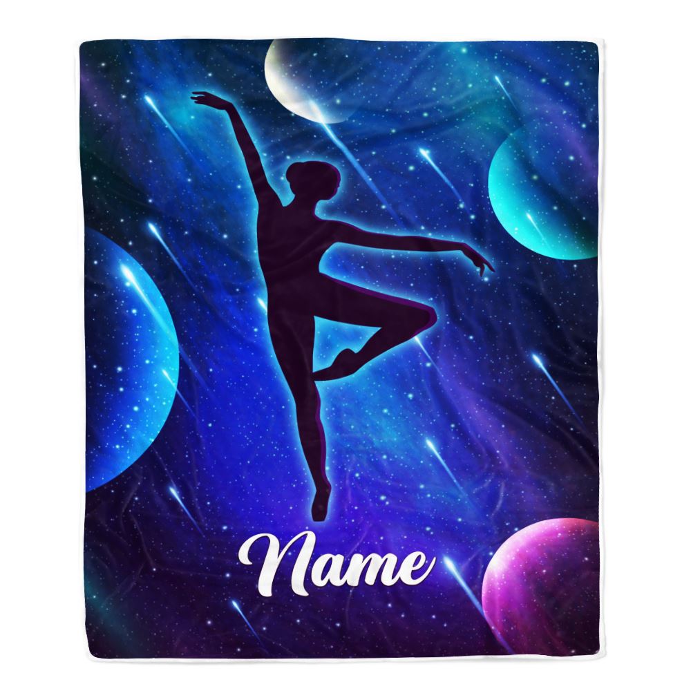 Personalized Ballet Dance Yoga Blanket Galaxy Custom With Name For Daughter Niece Granddaughter Birthday Graduation Christmas Customized Bed Fleece Blanket | teecentury