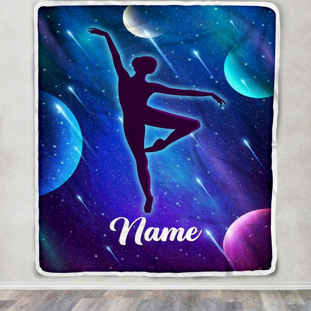 Personalized Ballet Dance Yoga Blanket Galaxy Custom With Name For