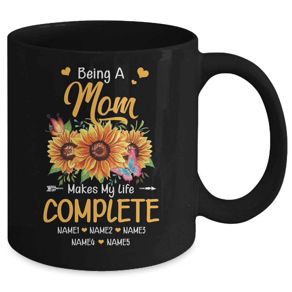 Personalized Being A Mom Makes My Life Complete Custom With Grandkids Name Mothers Day Birthday Christmas Mug | teecentury