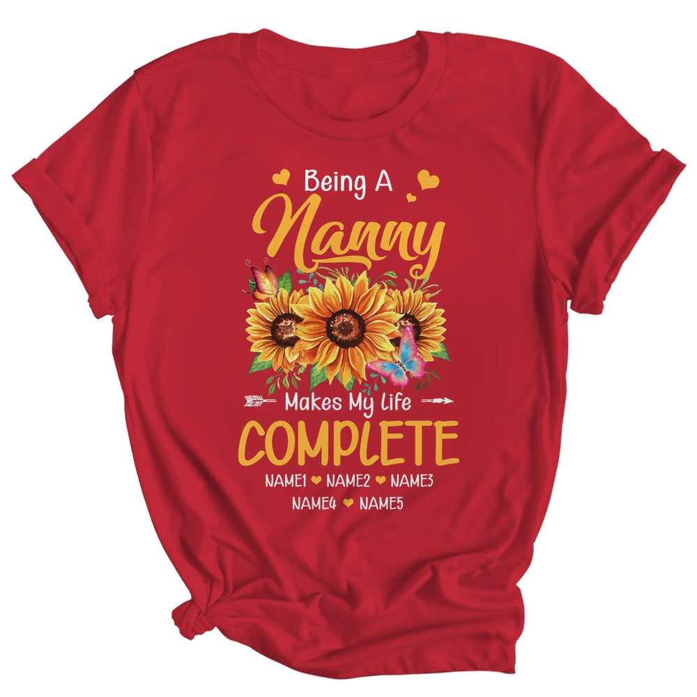 Personalized Being A Nanny Makes My Life Complete Custom Grandkids Name Mothers Day Birthday Christmas Shirt & Tank Top | teecentury