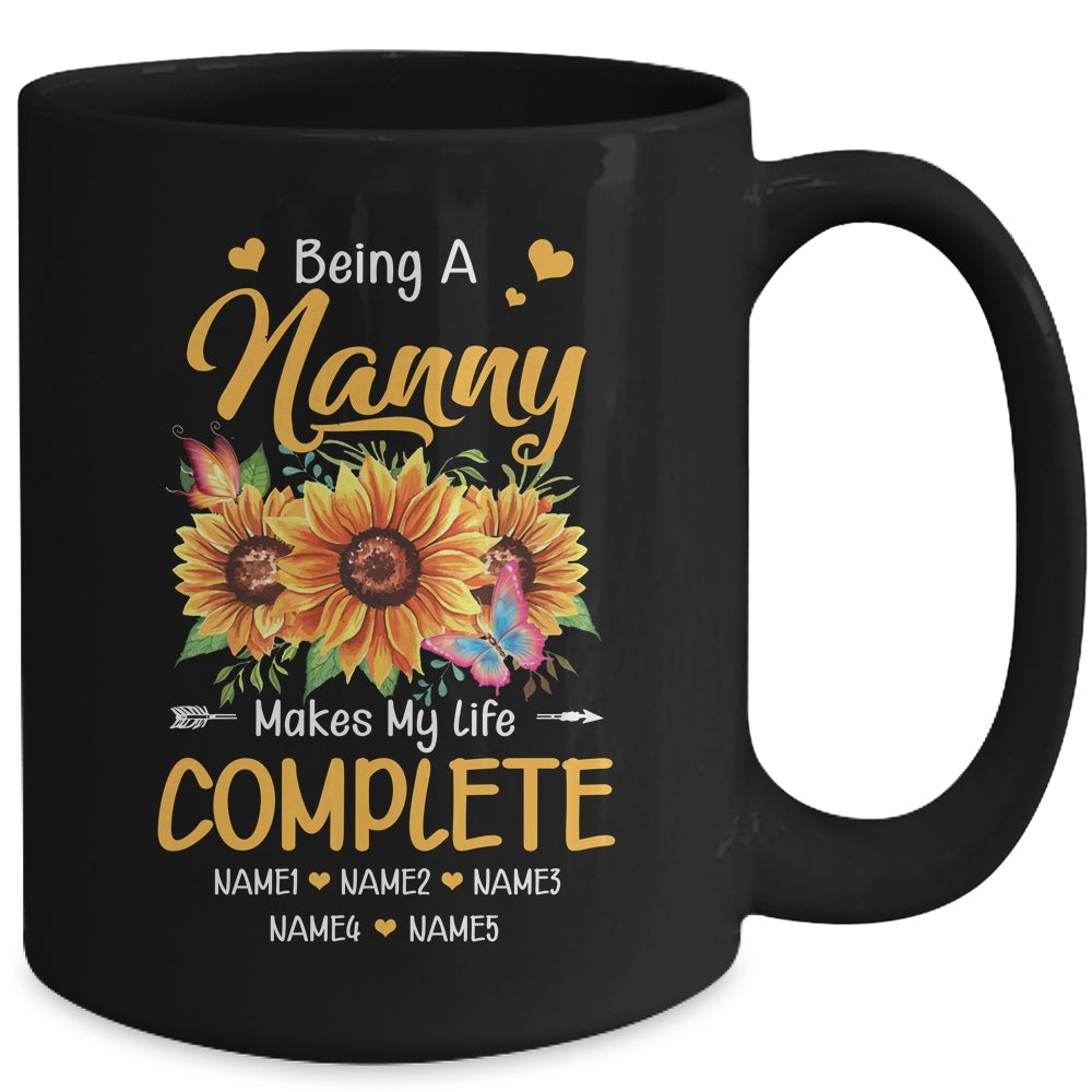 Personalized Being A Nanny Makes My Life Complete Custom Grandkids Name Mothers Day Birthday Christmas Mug | teecentury