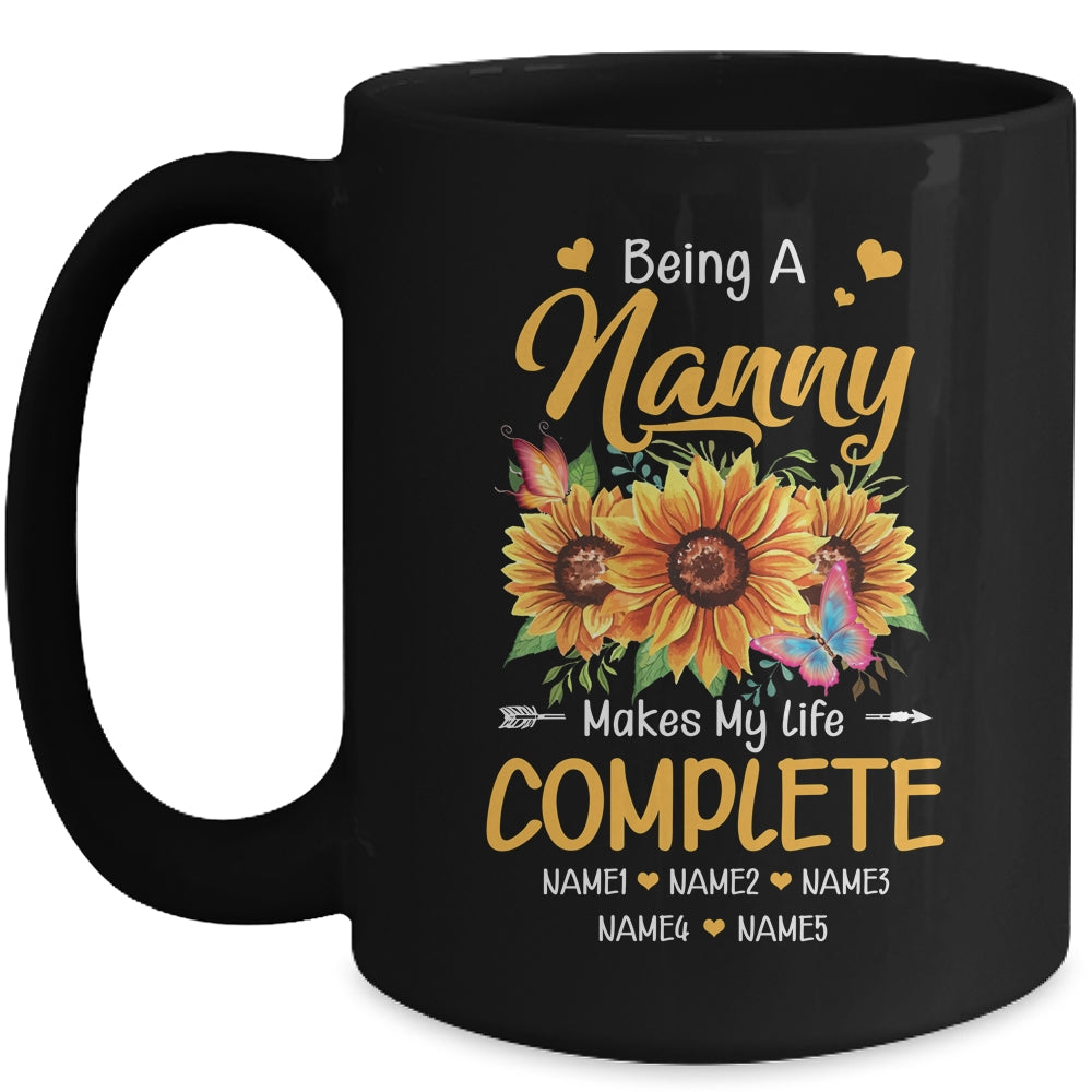 Personalized Being A Nanny Makes My Life Complete Custom Grandkids Name Mothers Day Birthday Christmas Mug | teecentury