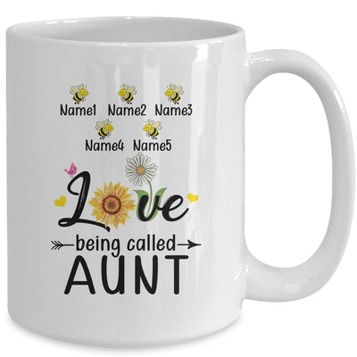 Personalized Being Called Aunt Custom With Kids Name Sunflower Mothers Day Birthday Christmas Mug | teecentury