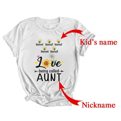 Personalized Being Called Aunt Custom With Kids Name Sunflower Mothers Day Birthday Christmas Shirt & Tank Top | Custom | teecentury