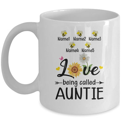 Personalized Being Called Auntie Custom With Kids Name Sunflower Mothers Day Birthday Christmas Mug | teecentury