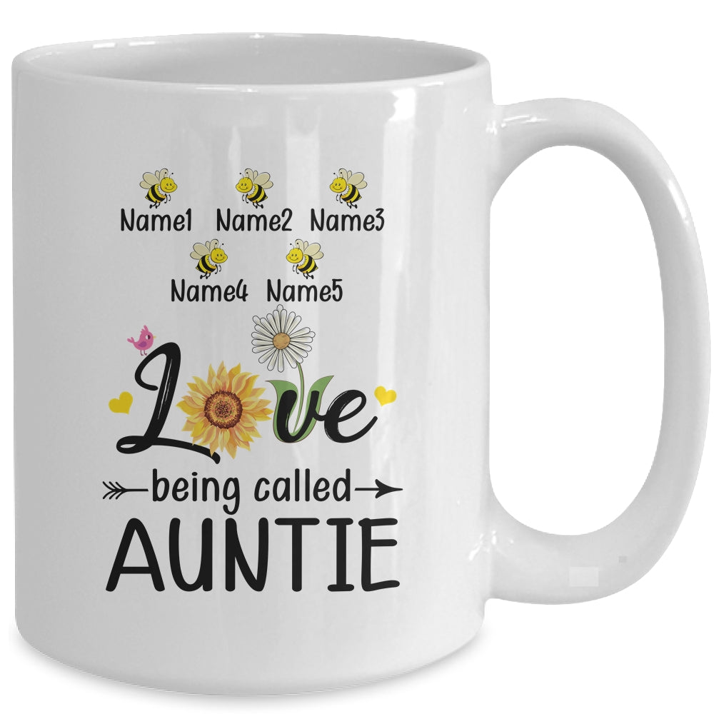 Personalized Being Called Auntie Custom With Kids Name Sunflower Mothers Day Birthday Christmas Mug | teecentury